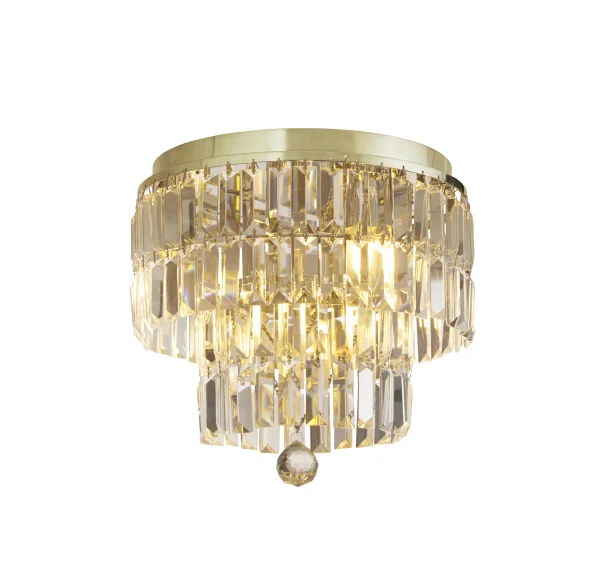 Searchlight Empire - plafonnier - Ø 34 x 33 cm - IP44 - laiton satiné et champagne