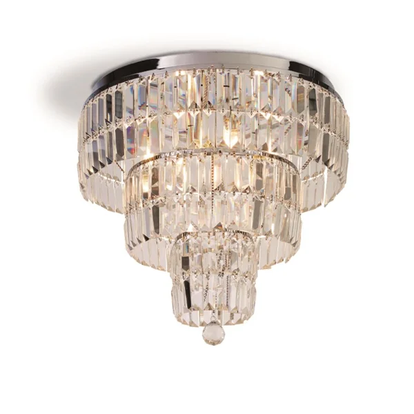 Searchlight Empire - plafonnier - Ø 50 x 42 cm - IP44 - chromé et transparent