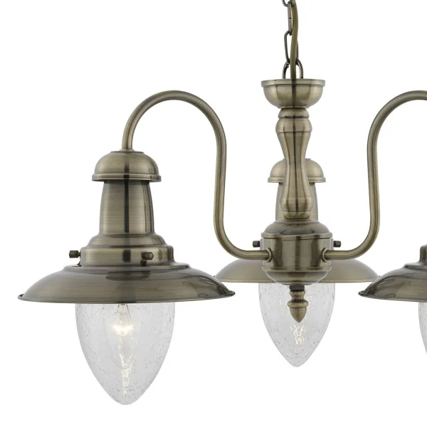 Searchlight Fisherman - lampe suspendue - Ø 52 x 86 cm - laiton antique