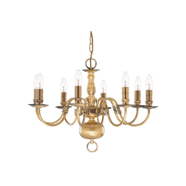 Searchlight Flemish - lustre - Ø 62 x 108 cm - laiton antique