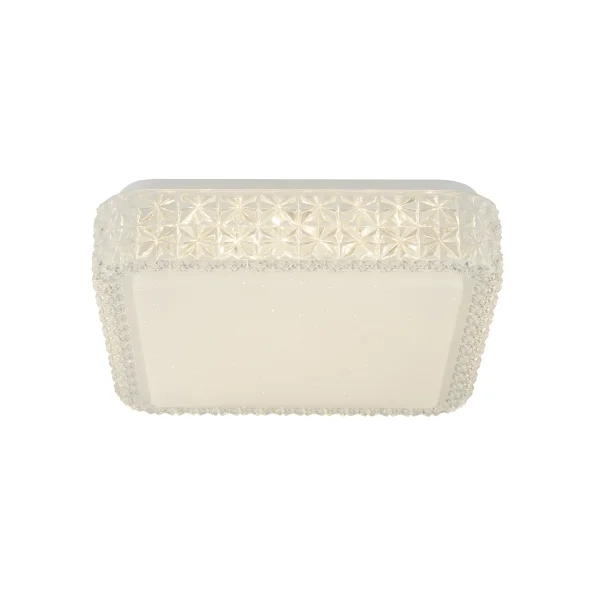 Searchlight Flush - plafonnier - 28 x 28 x 8,5 cm - 18W LED dimmable inclus - blanc et transparent