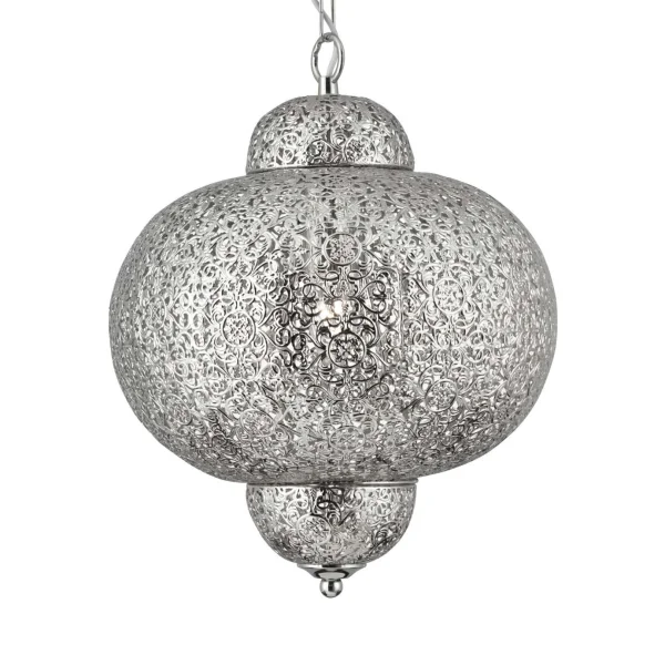 Searchlight Fretwork - lampe suspendue - Ø 29 x 88 cm - nickel poli