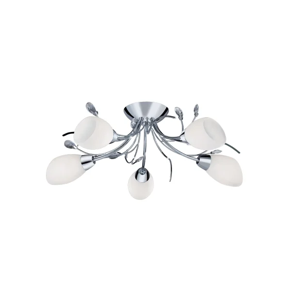 Searchlight Gardenia - plafonnier - 60 x 20 cm - chrome et opale