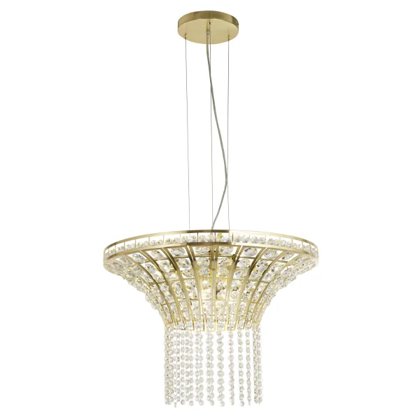 Searchlight Gemma - lampe suspendue - Ø 60 x 155 cm - laiton satiné et transparent