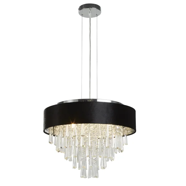 Searchlight Glamour - plafonnier - Ø 46 x 150 cm - noir et transparent