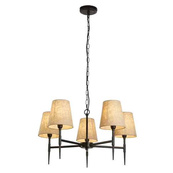 Searchlight Gothic - lustre - Ø 66 x 130 cm - noir et lin naturel