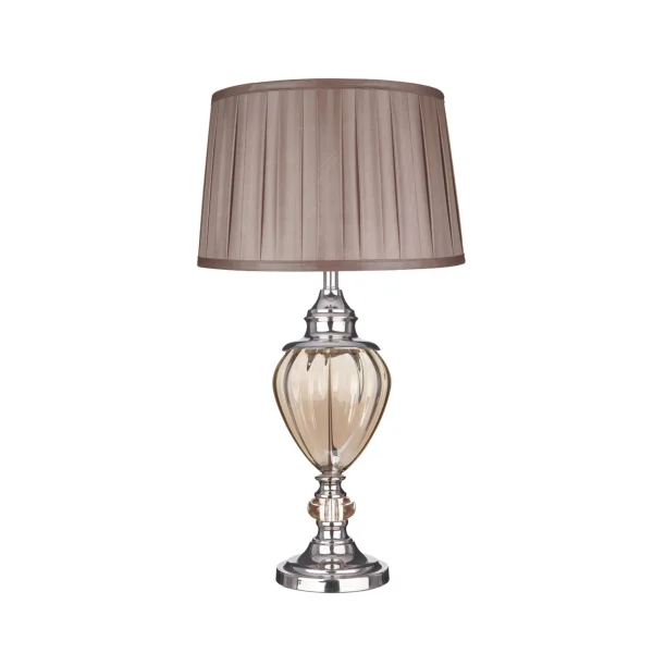 Searchlight Greyson - lampe à poser - Ø 38 x 68 cm - chrome et brun