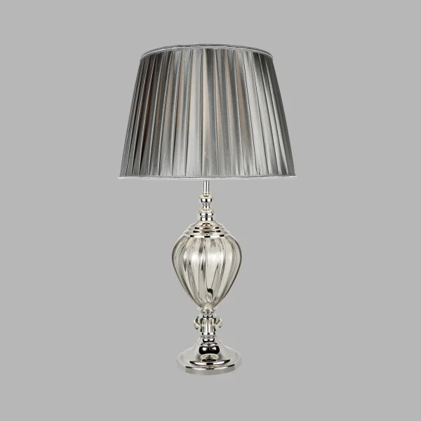 Searchlight Greyson - lampe à poser - Ø 38 x 68 cm - chrome et gris