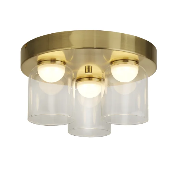 Searchlight Highball - plafonnier - Ø 30 x 16 cm - 16W LED dimmable inclus - IP44 - laiton satiné