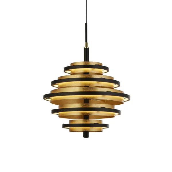 Searchlight Hive - lampe suspendue - Ø 40 x 140 cm - 35W LED dimmable inclus - noir et or