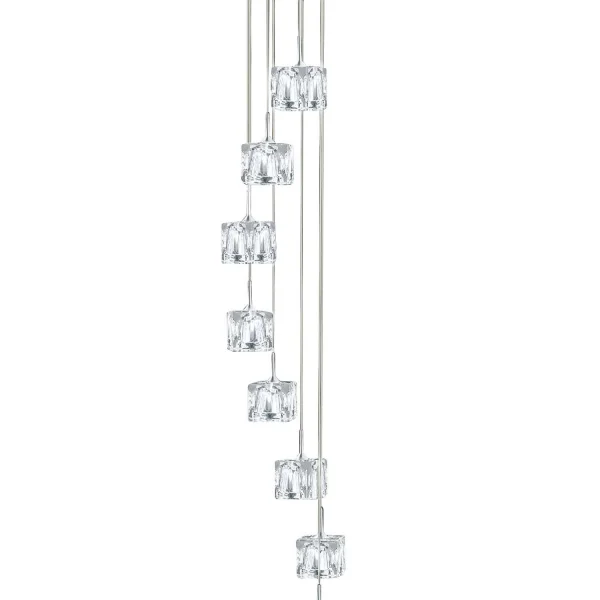 Searchlight Ice Cube - lampe suspendue - Ø 20 x 116 cm - 8 x 5W LED dimmable inclus - chrome