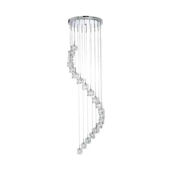 Searchlight Ice Cube - lampe suspendue - Ø 45 x 180 cm - 20 x 3W LED dimmable inclus - chrome