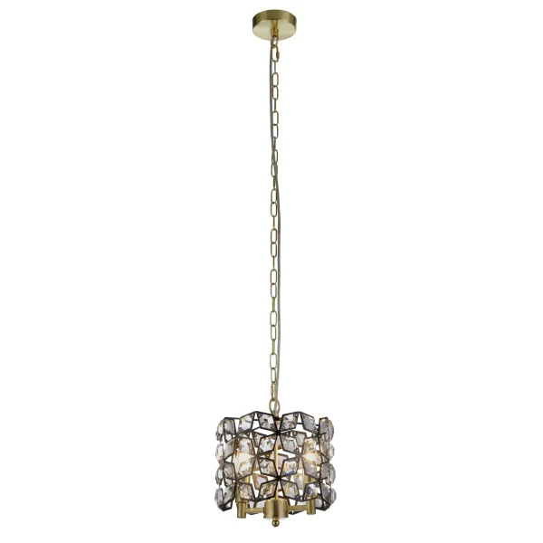 Searchlight Iris - lampe suspendue - Ø 25 x 150 cm - noir et laiton satiné