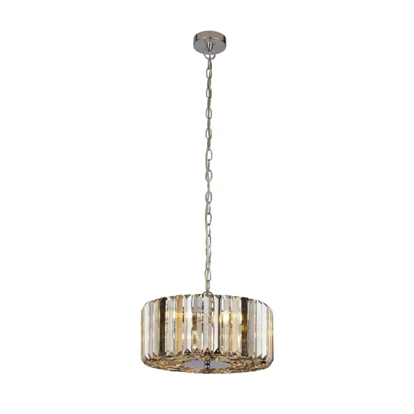 Searchlight Iris - plafonnier suspendu - Ø 35 x 136 cm - chrome et ambre