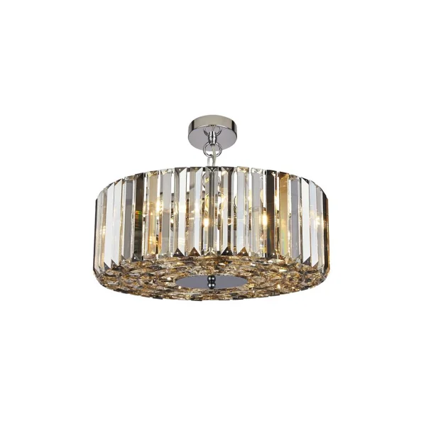 Searchlight Iris - plafonnier suspendu - Ø 50 x 132 cm - chrome et ambre