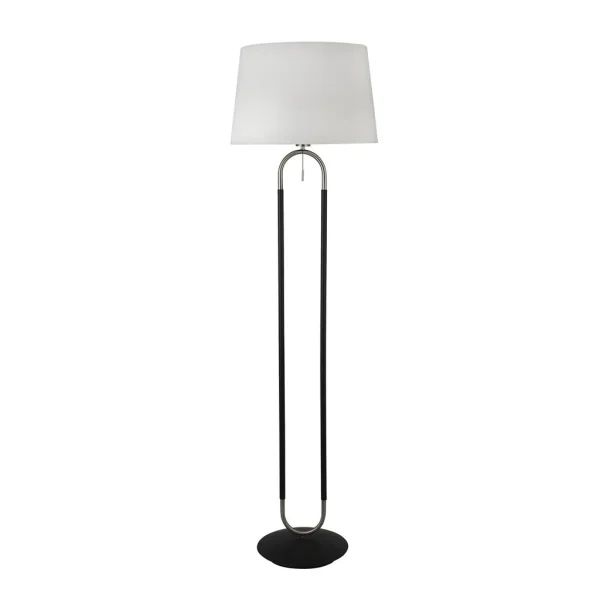Searchlight Jazz - lampadaire - Ø 45 x 161 cm - noir mat, blanc et argent satiné