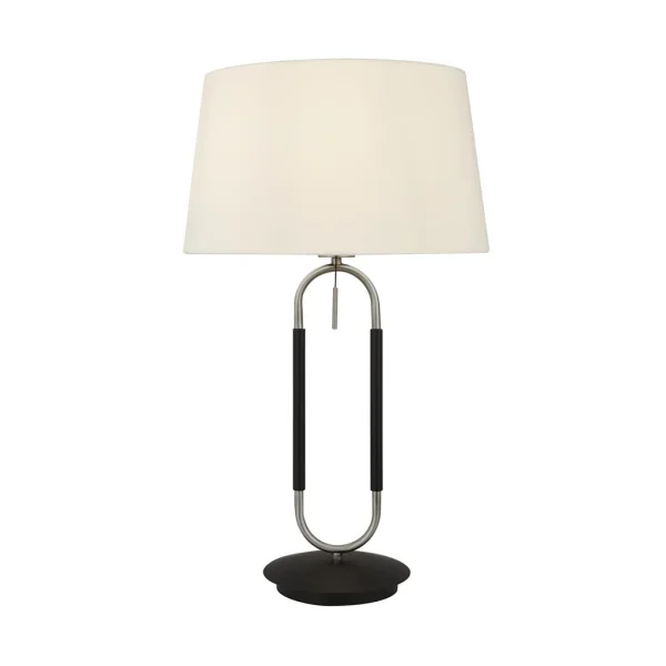 Searchlight Jazz - lampe à poser - Ø 37 x 62 cm - noir mat, blanc et argent satiné