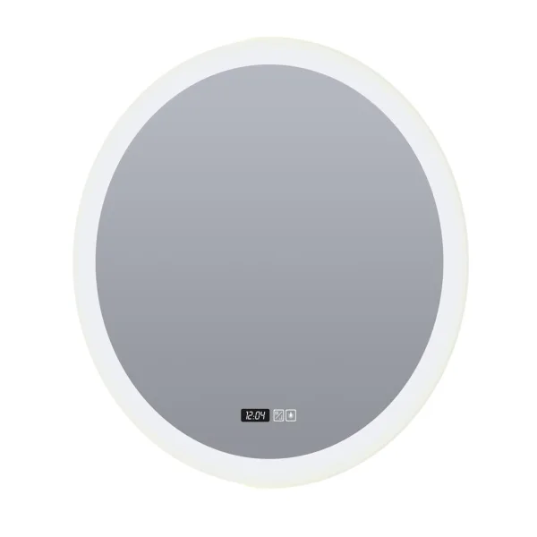 Searchlight - lampe miroir avec éclairage et horloge digitale - Ø 60 cm - 29W dimmable LED inclus - IP44 - blanc