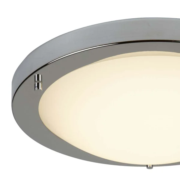 Searchlight LED Flush - plafonnier de salle de bains - Ø 31 x 8 cm - 12W LED inclus - IP44 - argent satiné et blanc