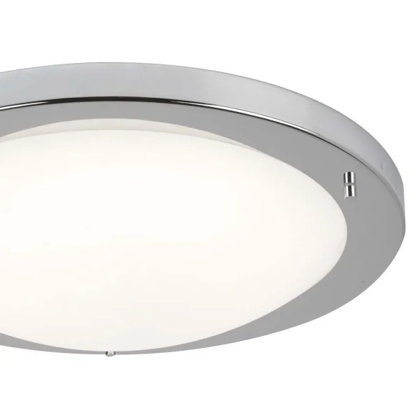 Searchlight LED Flush - plafonnier de salle de bains - Ø 41 x 9 cm - 20W LED inclus - IP44 - argent satiné et blanc