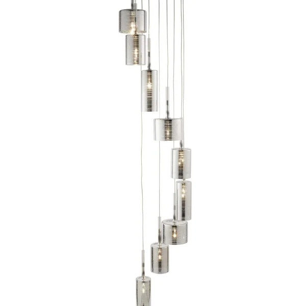 Searchlight Linen - lampe suspendue - Ø 40 x 185 cm - 9 x 7W halogène inclus - chrome