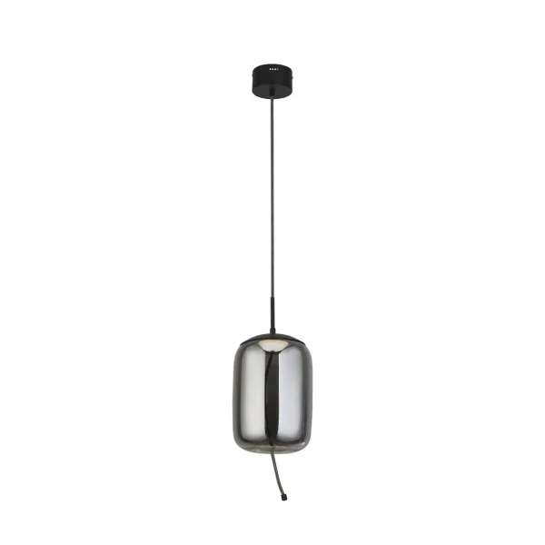 Searchlight Lisbon - lampe suspendue - Ø 18 x 150 cm - 6W LED inclus - noir et verre fumé