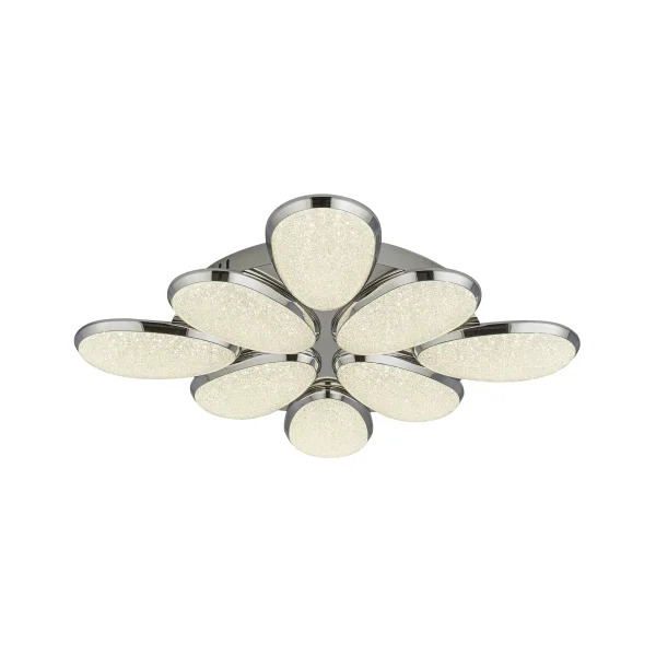 Searchlight Lori - plafonnier - 62 x 62 x 8 cm - 55W LED dimmable inclus - chrome et transparent