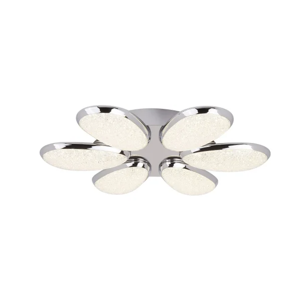 Searchlight Lori - plafonnier - Ø 52 x 9 cm - 48W LED dimmable inclus - chrome et blanc