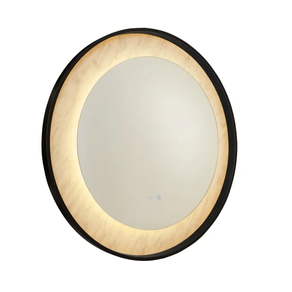 Searchlight Luxo - miroir avec éclairage - Ø 80 cm - 17W LED inclus - IP44 - noir mat