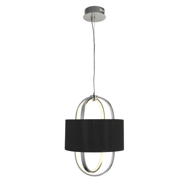 Searchlight Madrid - lampe suspendue - Ø 38 x 130 cm - 20W LED dimmable inclus - noir et chrome