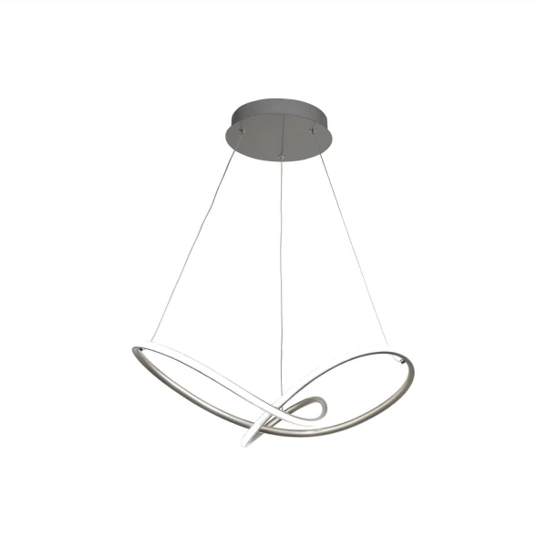 Searchlight Magic - lampe suspendue - Ø 58 x 150 cm - 29W LED dimmable inclus - argent satiné et blanc