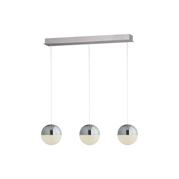 Searchlight Marbles - lampe suspendue - 80 x 18 x 150 cm - 3 x 12W LED dimmable inclus - chrome