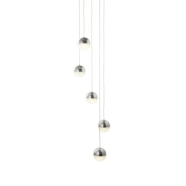 Searchlight Marbles - lampe suspendue - Ø 30 x 150 cm - 5 x 5W LED dimmable inclus - chrome