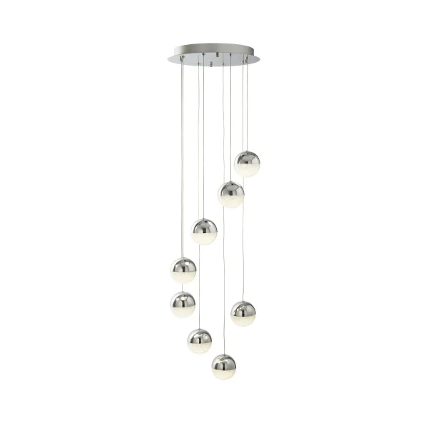 Searchlight Marbles - lampe suspendue - Ø 35 x 155 cm - 8 x 5W LED dimmable inclus - chrome