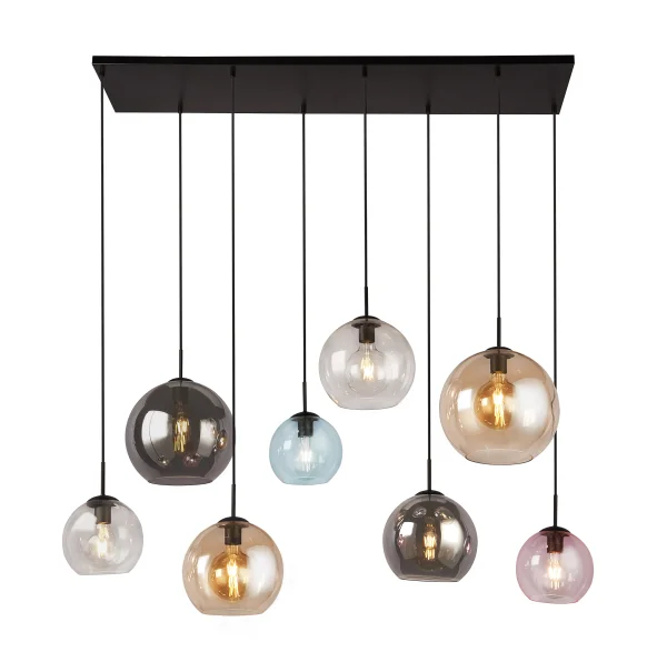 Searchlight Mardi Gras II - lampe suspendue - 151 x 150 cm - noir mat et verre coloré