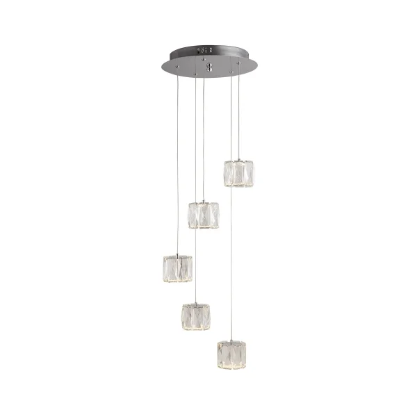 Searchlight Maxim - lampe suspendue - Ø 30 x 120 cm - 5 x 5W LED dimmable inclus - chrome