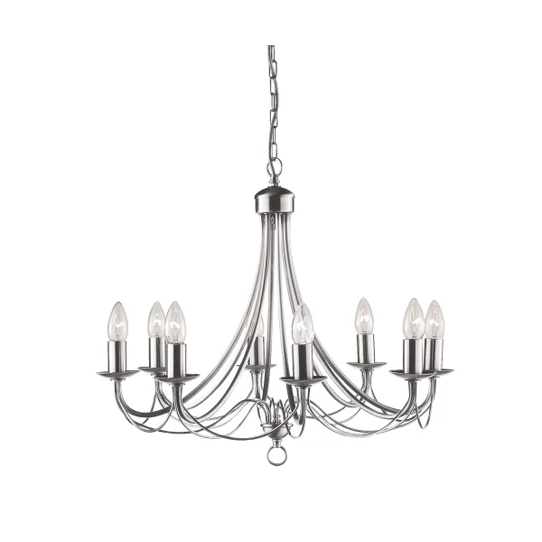 Searchlight Maypole - lustre - Ø 60 x 100 cm - argent satiné
