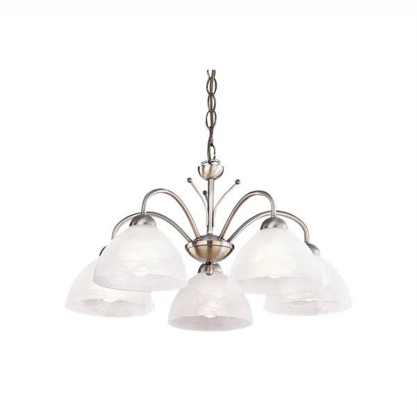 Searchlight Milanese - lampe suspendue - Ø 56 x 78 cm - laiton antique et albâtre