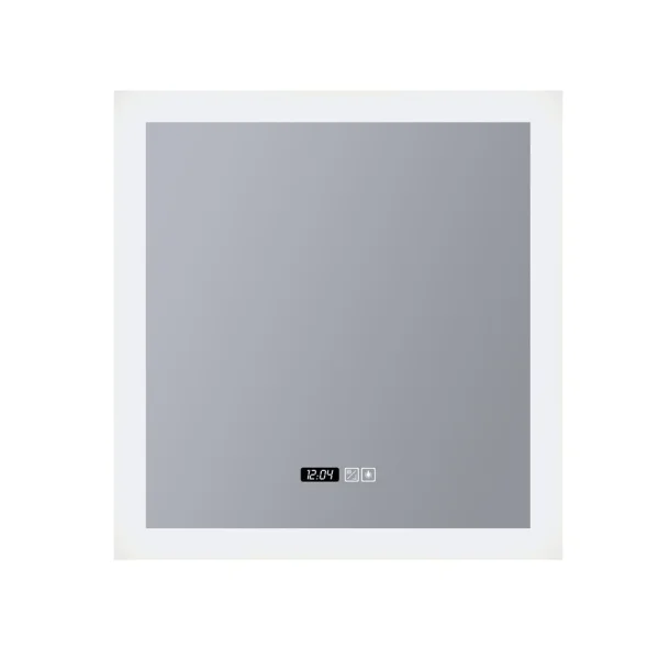 Searchlight - miroir lumineux avec éclairage et horloge digitale - 60 x 60 cm - 38W LED dimmable inclus - IP44 - blanc