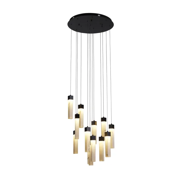 Searchlight Moonbeam - lampe suspendue - Ø 60 x 180 cm - 67W LED dimmable inclus - noir
