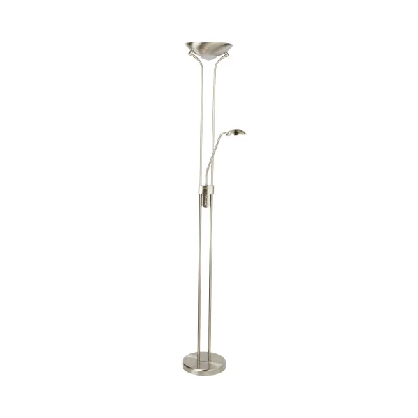 Searchlight Mother & Child - lampadaire avec liseuse - Ø25,4 x 180 cm - 15,5W + 5W LED dimmable inclus - argent satiné