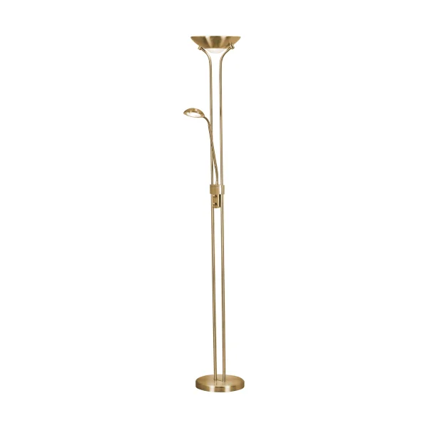 Searchlight Mother & Child - lampadaire avec liseuse - Ø25,4 x 180 cm - 15,5W + 5W LED dimmable inclus - laiton satiné