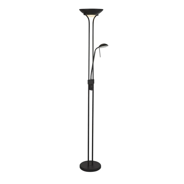 Searchlight Mother & Child - lampadaire avec liseuse - Ø25,4 x 180 cm - 15,5W + 5W LED dimmable inclus - noir mat