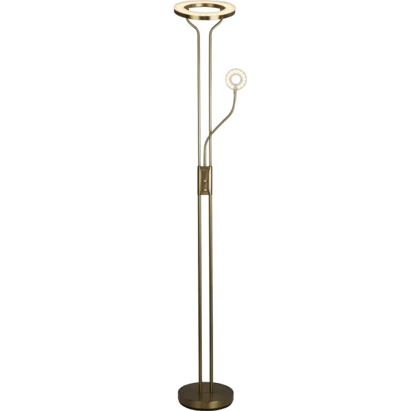 Searchlight Mother & Child - lampadaire avec liseuse - Ø28 x 193 cm - 25,5W + 5W LED dimmable inclus - laiton satiné