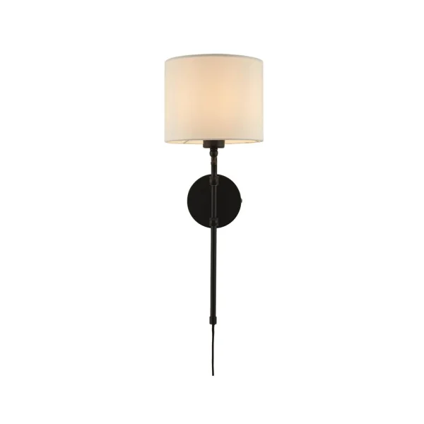 Searchlight Munich - applique - 20 x 56 cm - noir et lin naturel