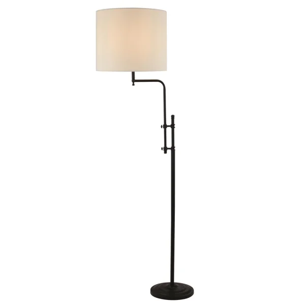 Searchlight Munich - lampadaire - 51 x 158 cm - noir et lin naturel