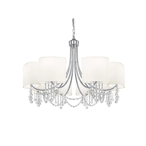 Searchlight Nina - lustre - Ø 75 x 106 cm - chrome et blanc