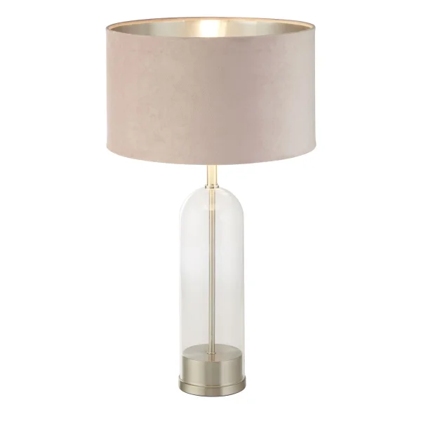 Searchlight Oxford - lampe à poser - Ø 38 x 51 cm - nickel satiné, argent et rose