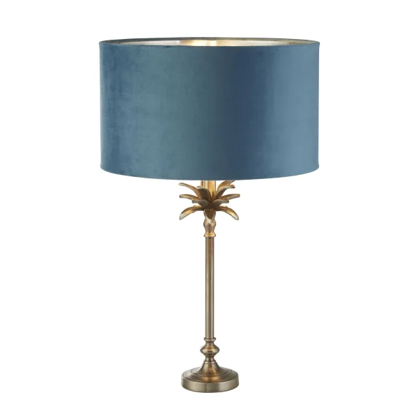 Searchlight Palm - lampe à poser - Ø 38 x 65 cm - nickel antique et bleu-vert