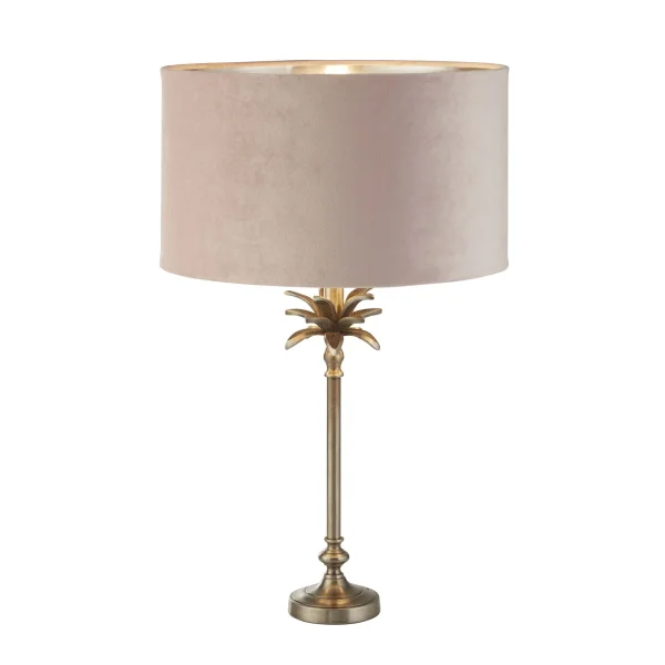 Searchlight Palm - lampe à poser - Ø 38 x 65 cm - nickel antique et rose